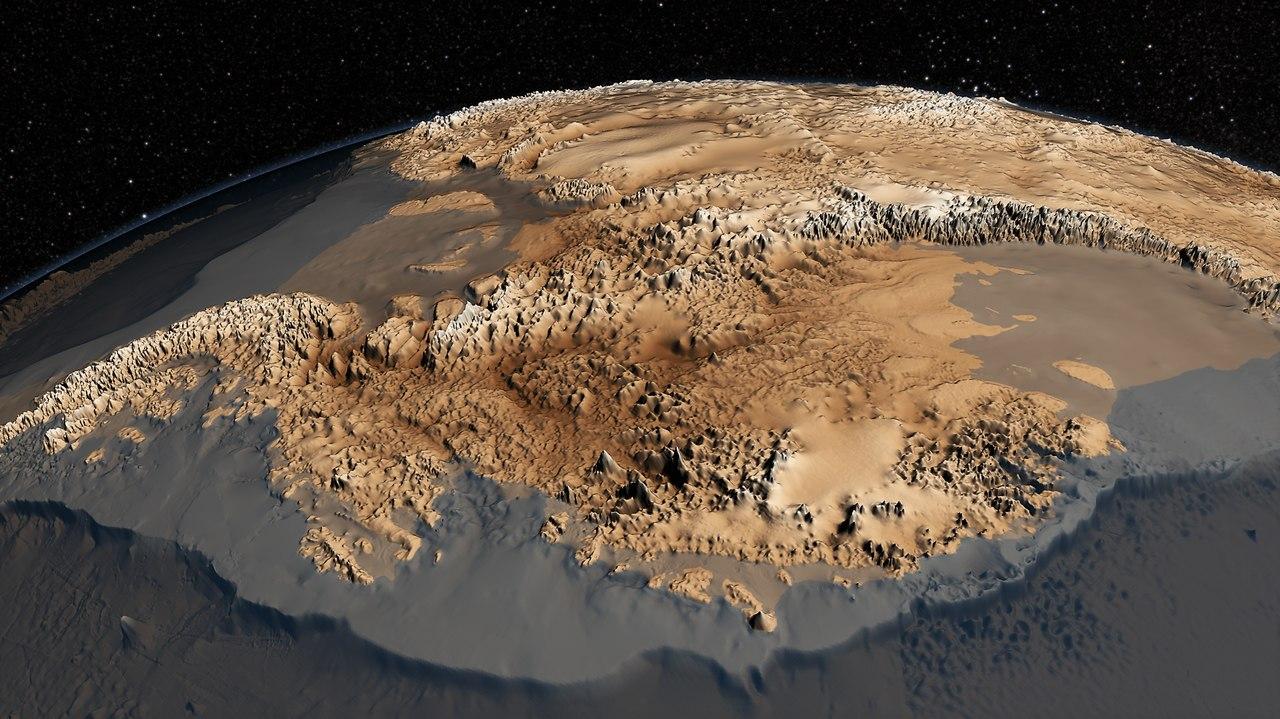 Antarctica's mountains, plains and plateaus that lie underneath its ice sheet