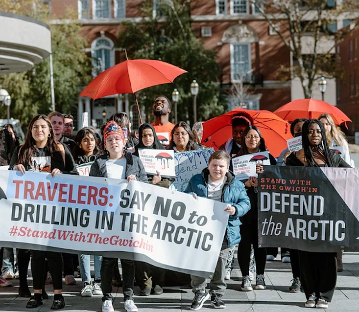 A protest by the Gwichʼin people, December 2018