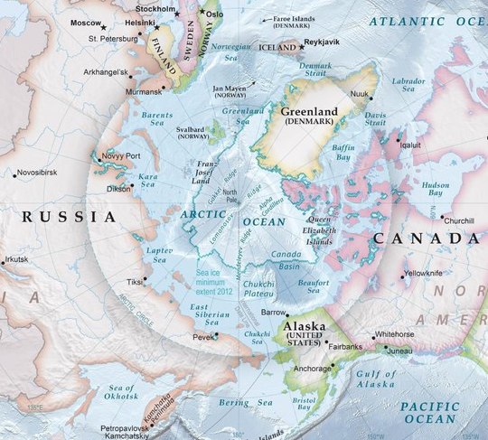 Map of the nations of the Arctic region