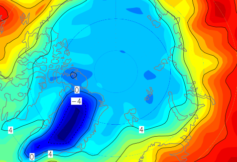 Map showing average July temperatures in the Arctic