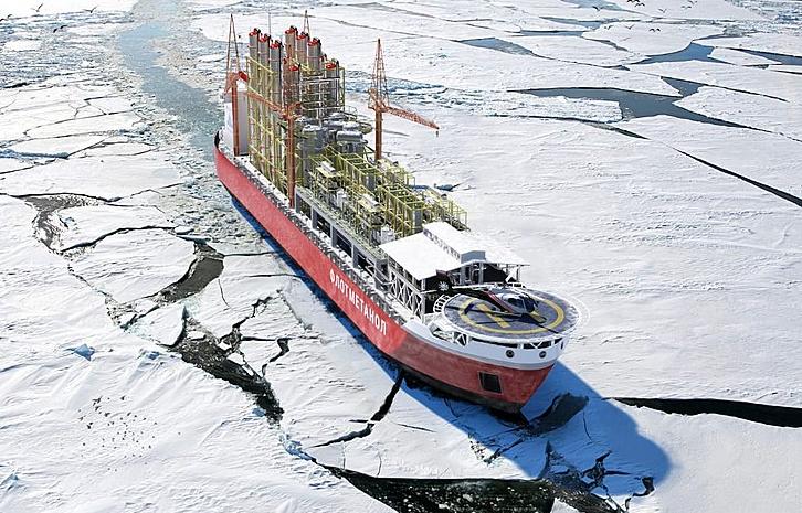 A Russian ship, a floating platform for extracting methanol