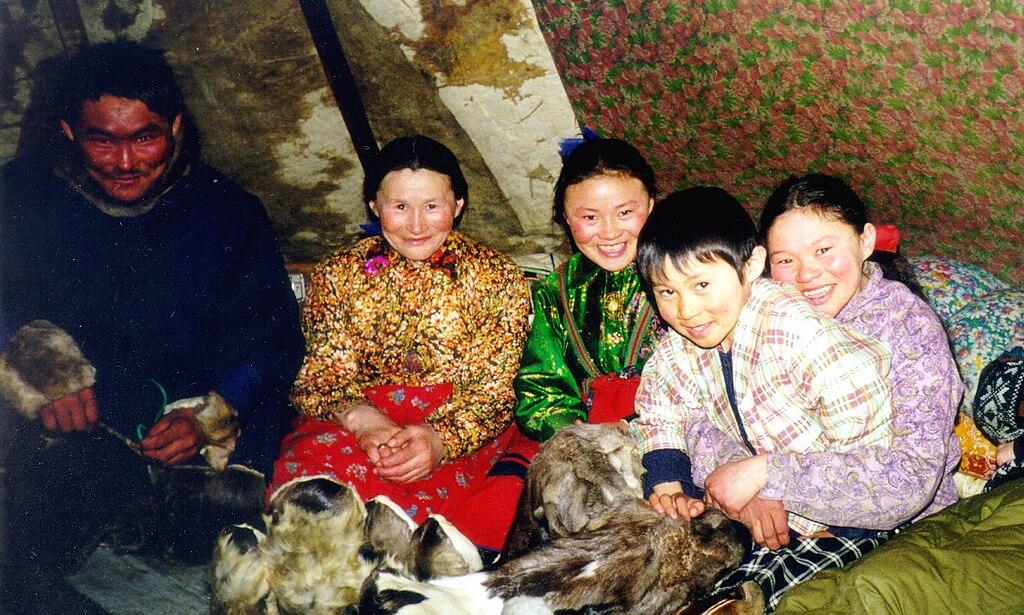A Nenets family, from the Arctic coast of Siberia
