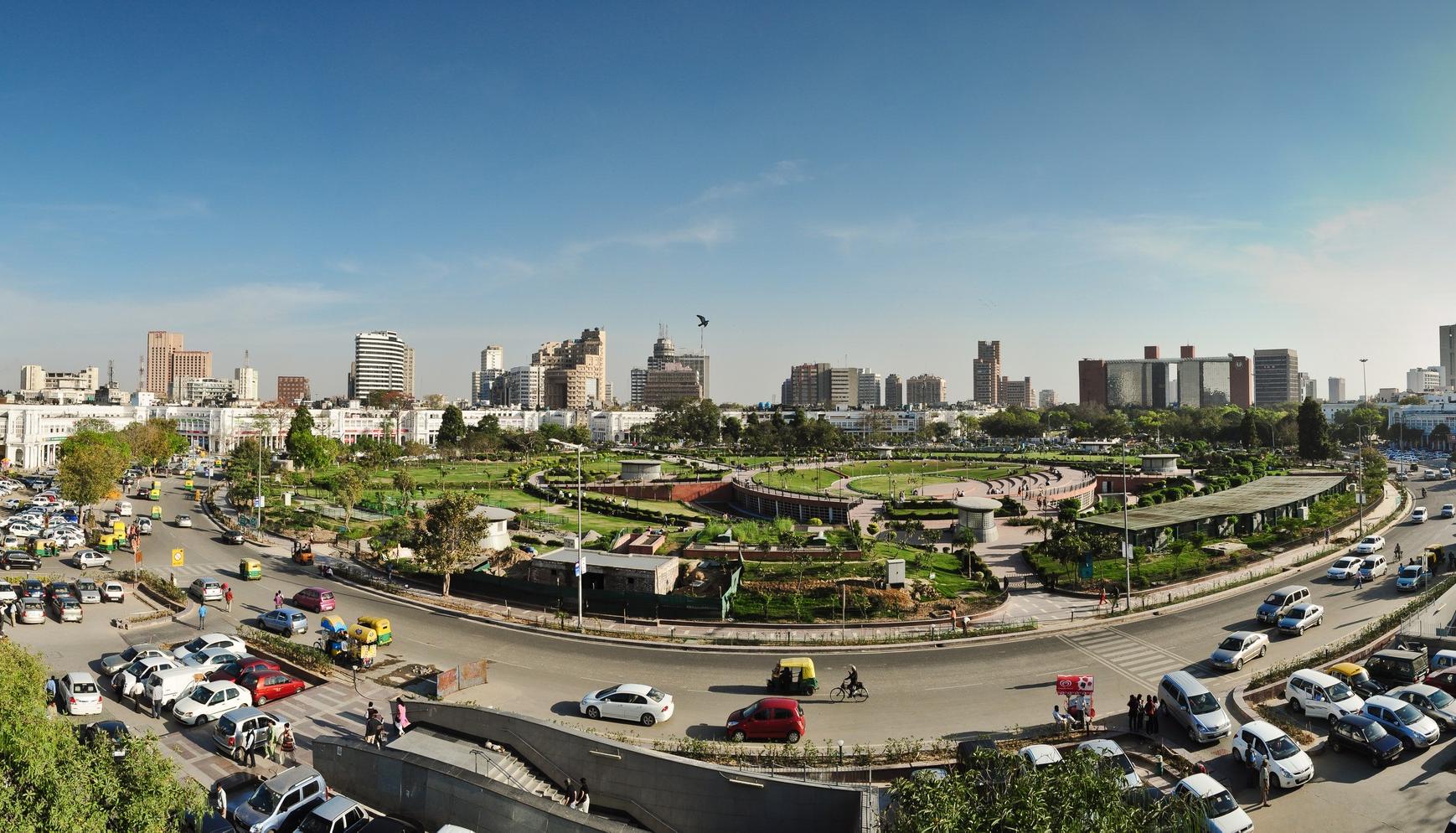 Panoramic view of Connaught Place (Rajiv Chowk), New Delhi