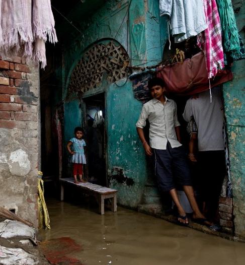 Home flooded by the rising waters of Yamuna