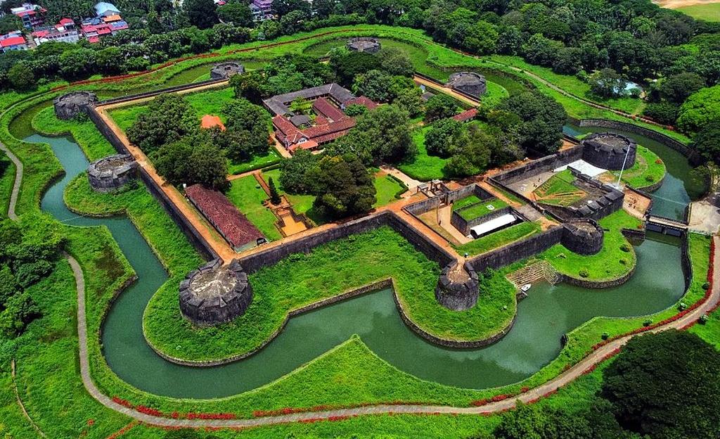 Aerial view of Palakkad Fort, rebuilt in 1766 and captured by the British in 1790