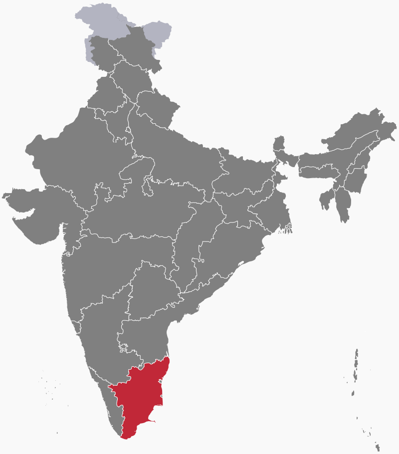 Location of Tamil Nadu