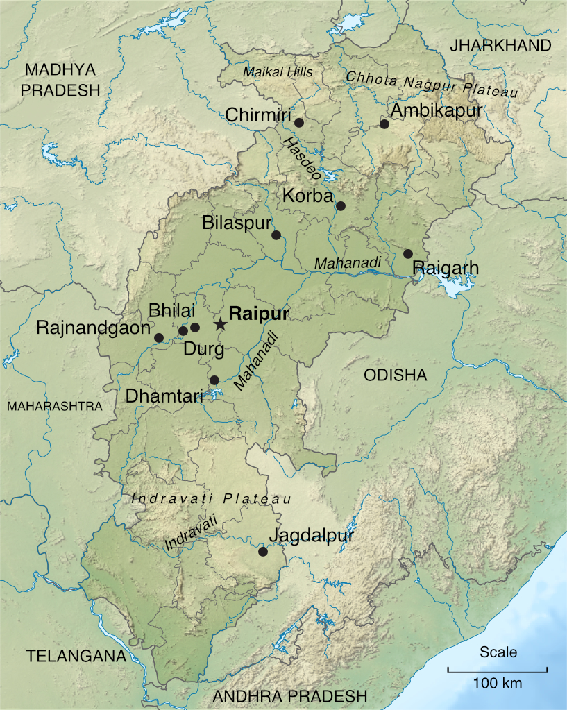 Map of Chhattisgarh (★ = state capital)