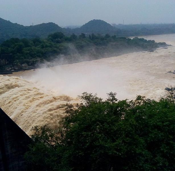 The Maithon Dam during the monsoon season
