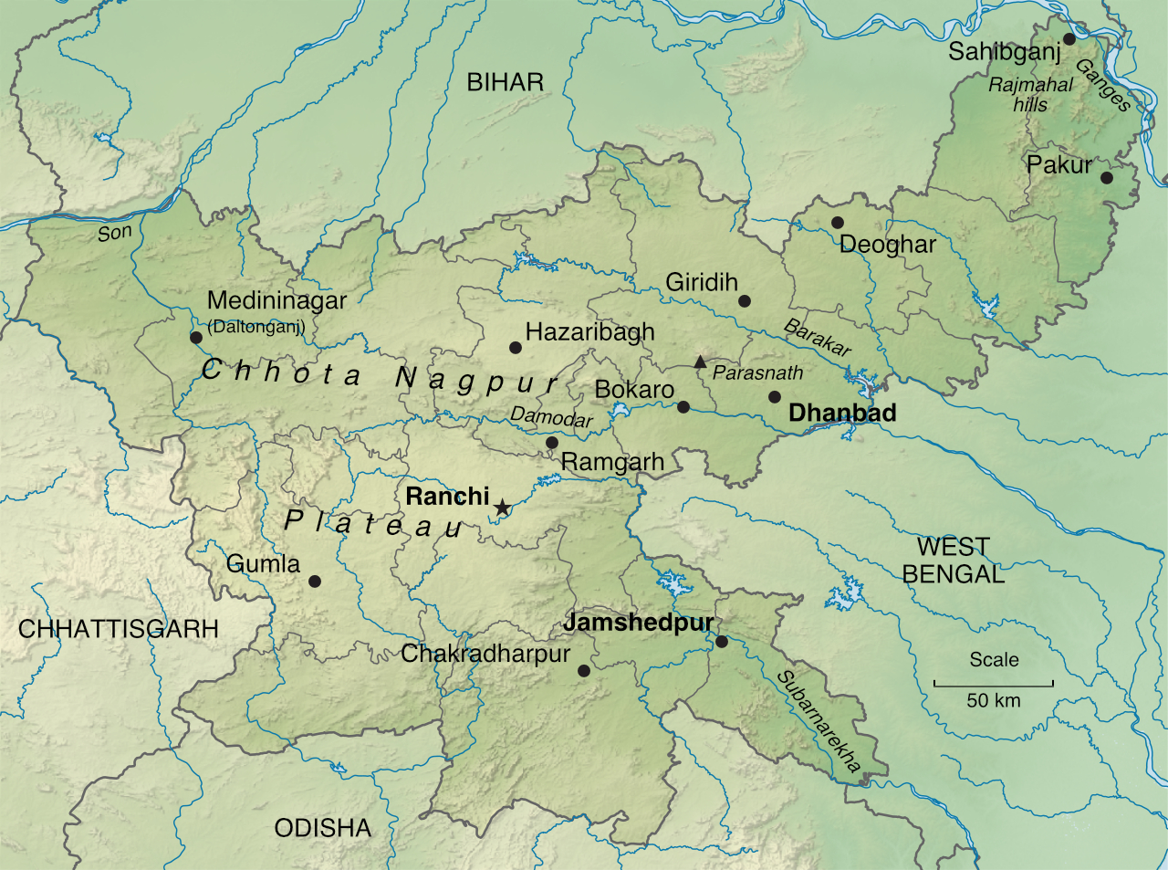 Map of Jharkhand (★ = state capital)