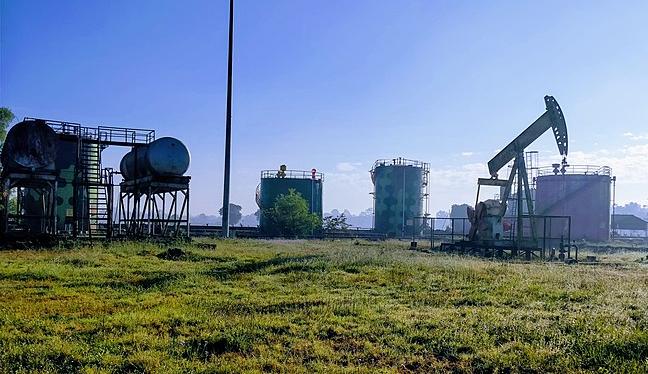 Pumpjack at one of the oil fields in Sivasagar district