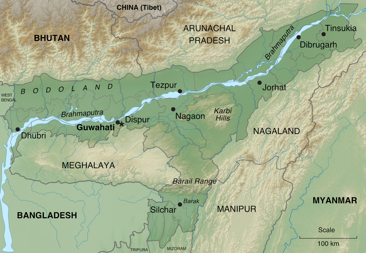 Map of Assam (★ = state capital)