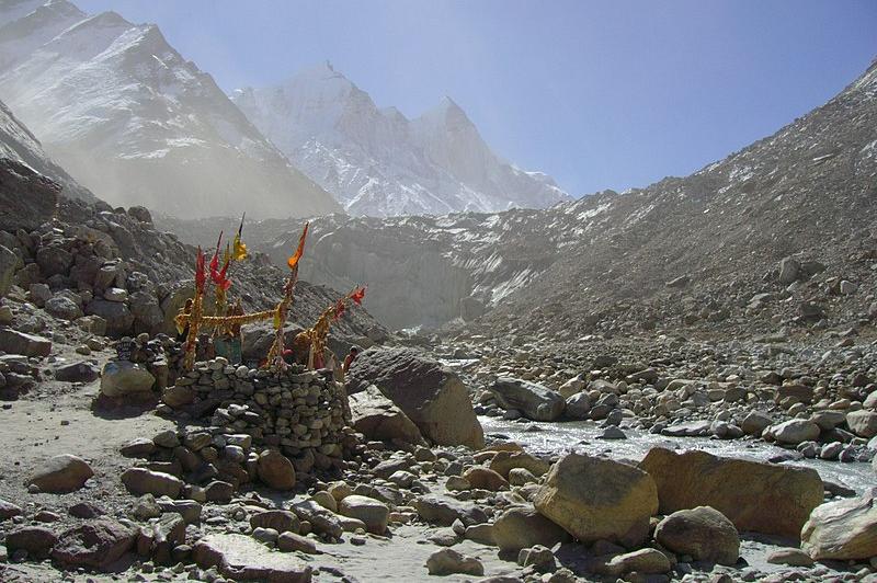 The snout of the Gangotri glacier, source of the Ganges