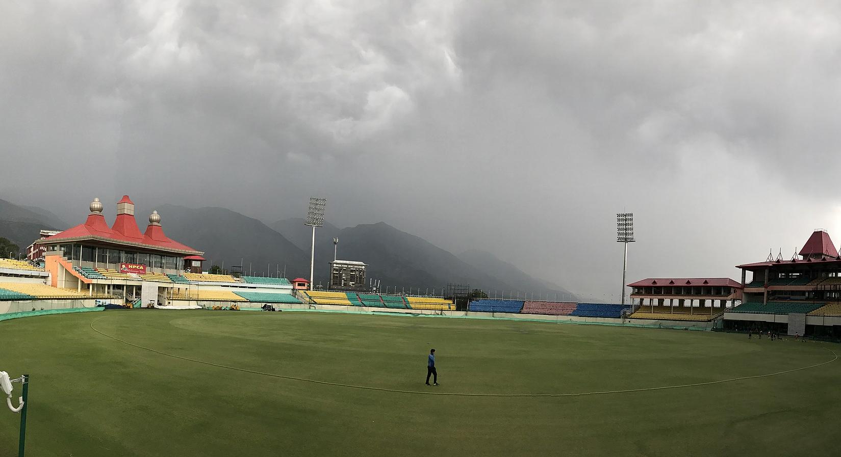 HPCA Stadium, Dharamsala, during monsoon rains