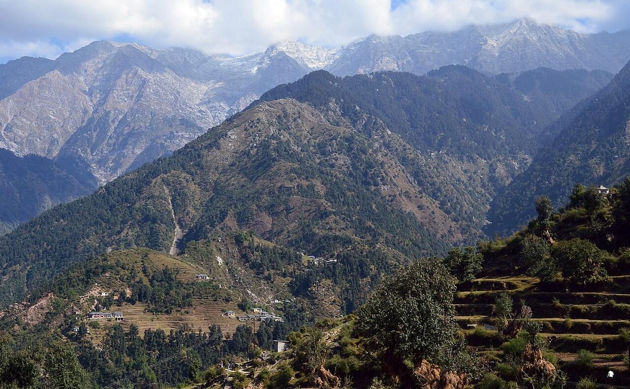 The Dhauladhar Range viewed from Dharamkot, a hill station in Kangra district
