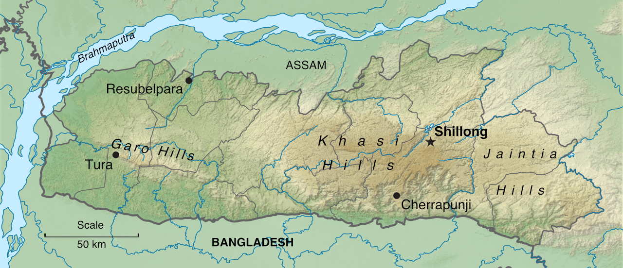 Map of Meghalaya (★ = state capital)