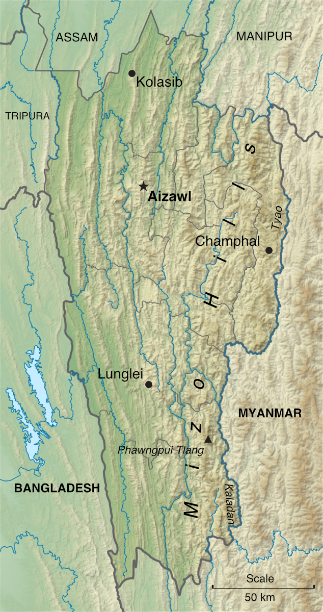 Map of Mizoram (★ = state capital)