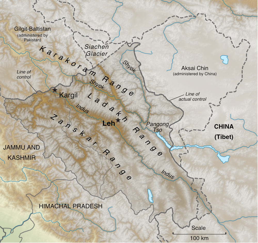 Map of Ladakh (★ = capitals)