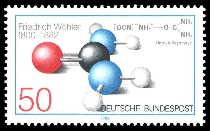 Stamp issued on 100th anniversary of Wöhler's death