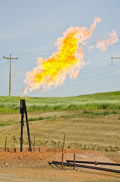 A flare of natural gas, 97% methane