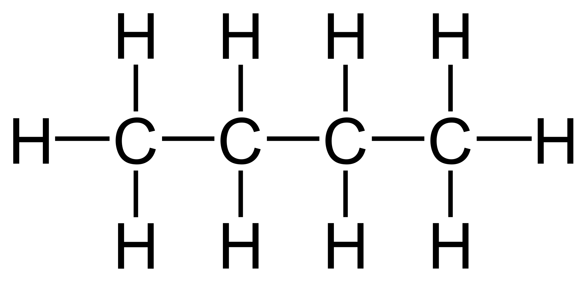 Butane, an alkane with four carbon atoms