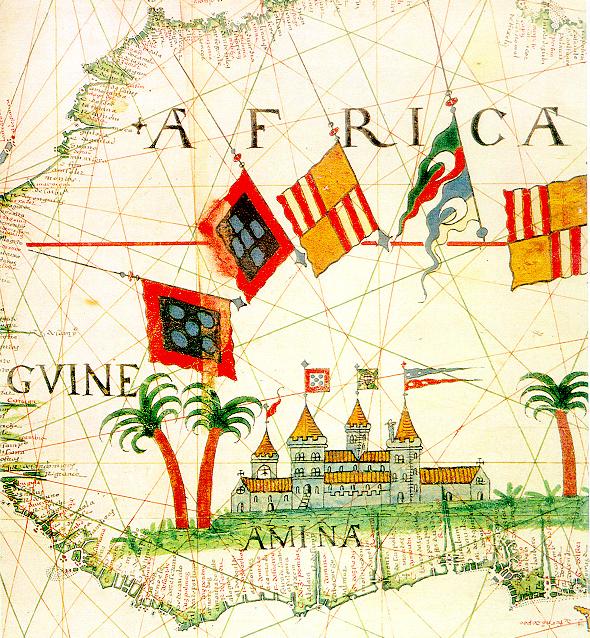 16th century map, showing the fortress of A Mina