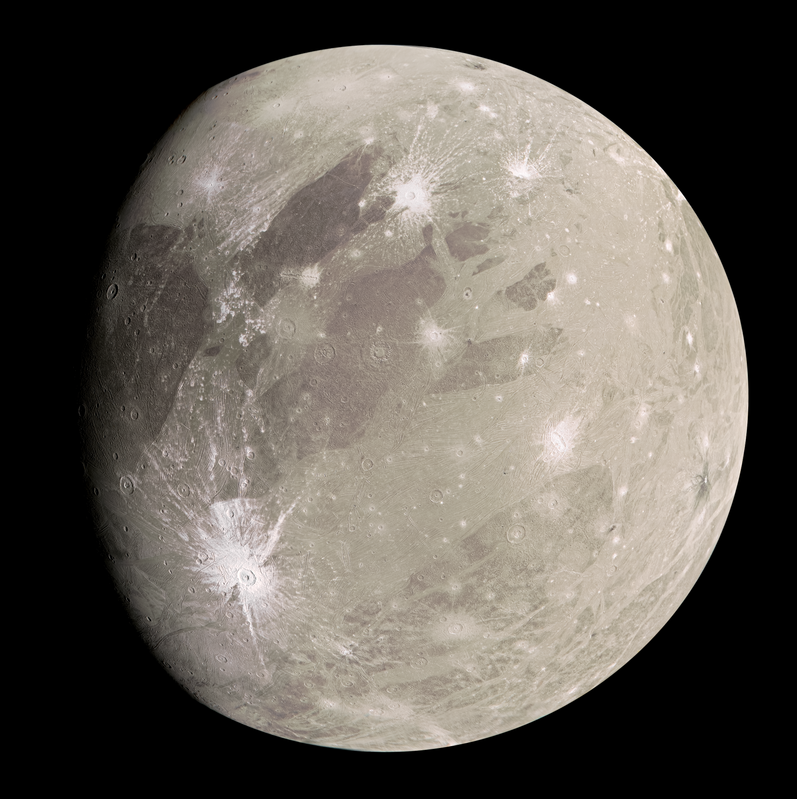 Ganymede photographed by the Juno space probe in 2021
