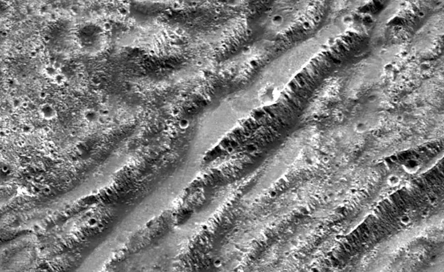 Ridges and valleys on the surface of Ganymede