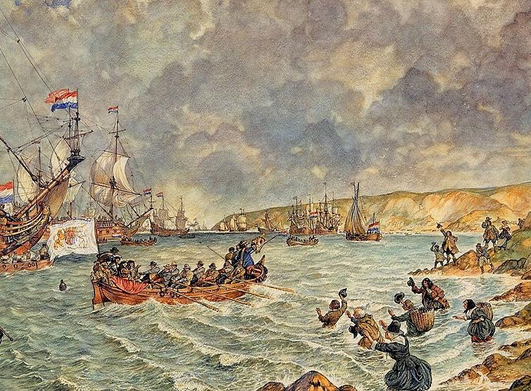 William III of Orange and his army land in England