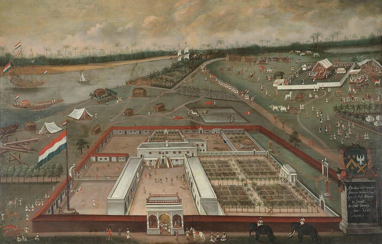 Dutch East India Company factory in Hooghly, Mughal Bengal, pictured in 1665