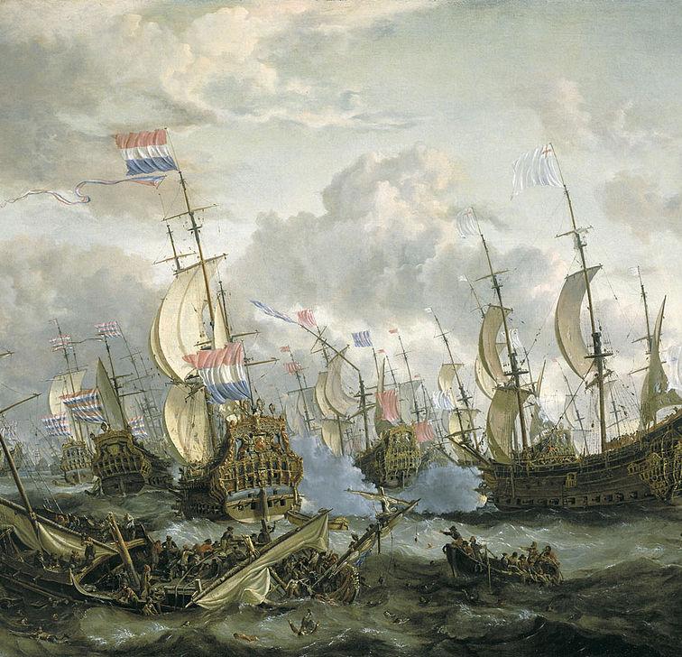 A naval battle during the Second Anglo-Dutch War