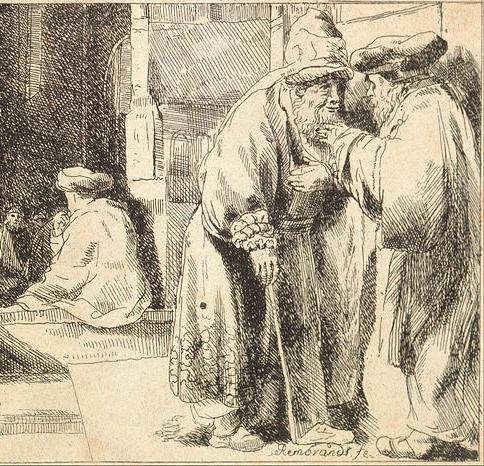 Rembrandt's drawing of Jews in an Amsterdam synagogue