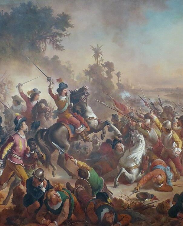 Portuguese colonists fight the Dutch invaders