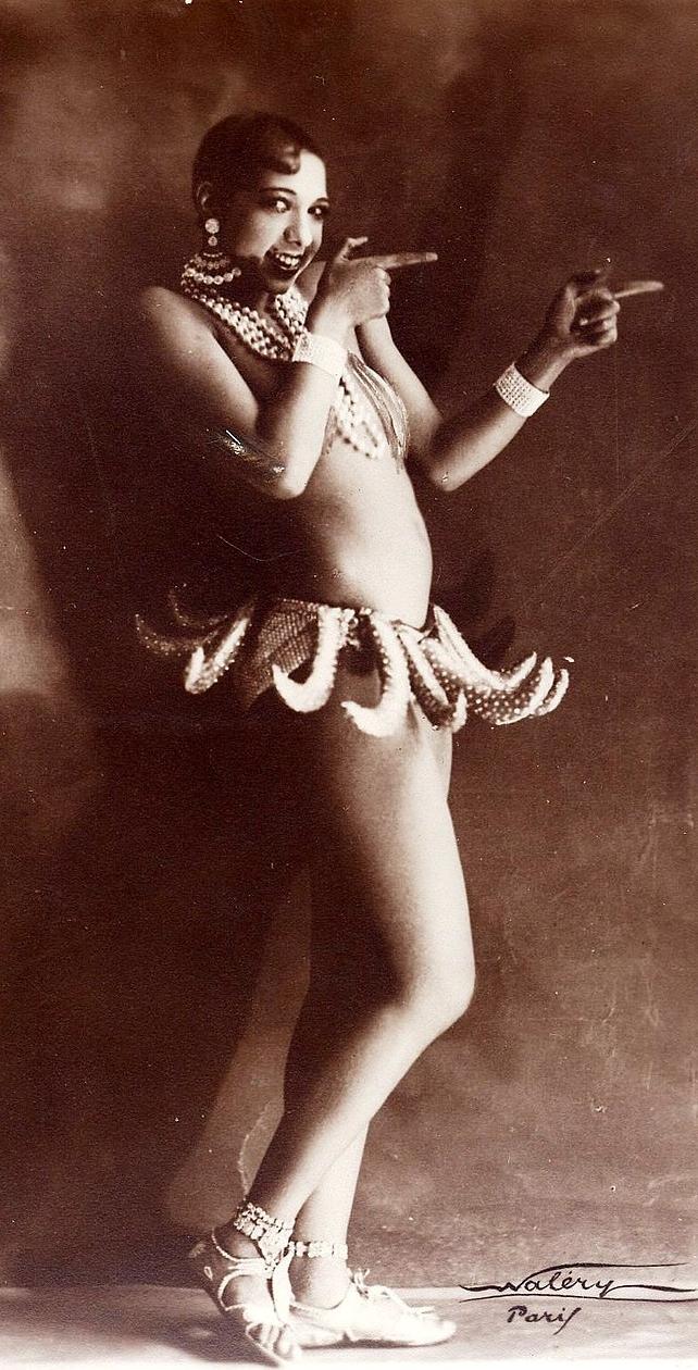 Josephine Baker in her banana costume at the Folies Bergère