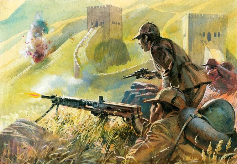 Japanese soldiers fighting on the Great Wall in in Laiyuan, Hebei, China, 1938