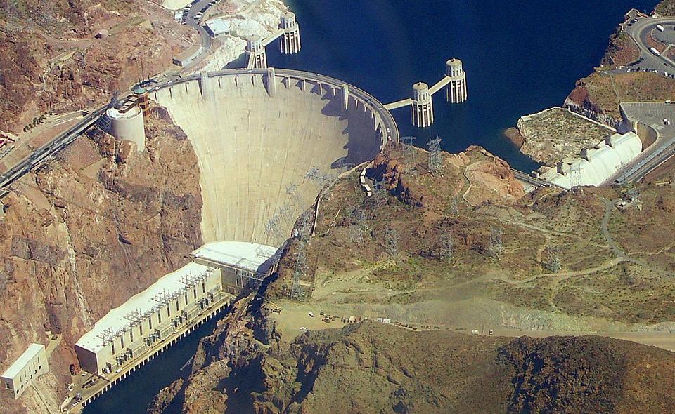 The Hoover Dam, on the Colorado River
