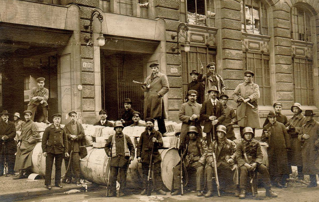 Group of Spartacists pictured during the Spartacist Uprising, 5th–12th January 1919