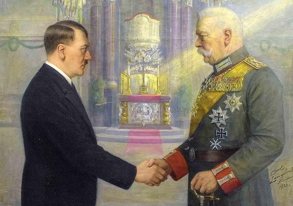 Painting of Chancellor Hitler and President Hindenburg meeting on the Day of Potsdam, 21st March 1933