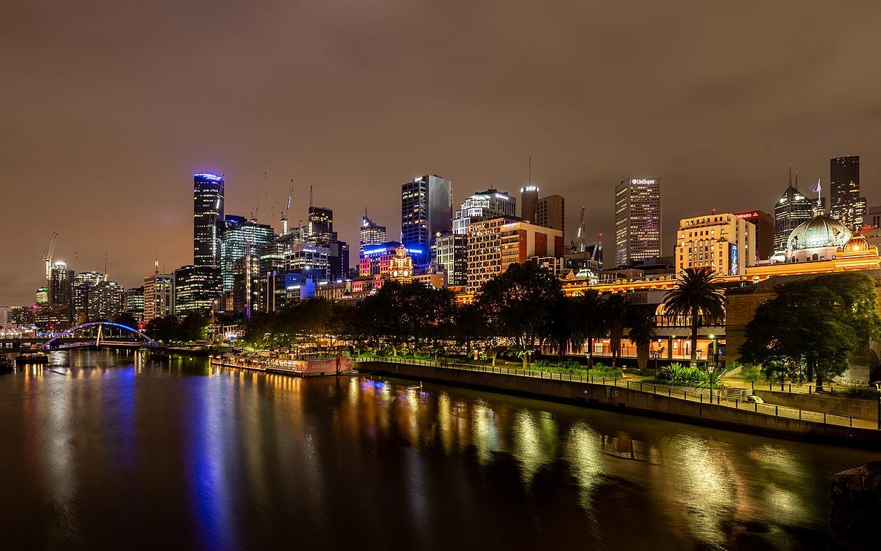 Light pollution creating sky glow in Melbourne, Australia