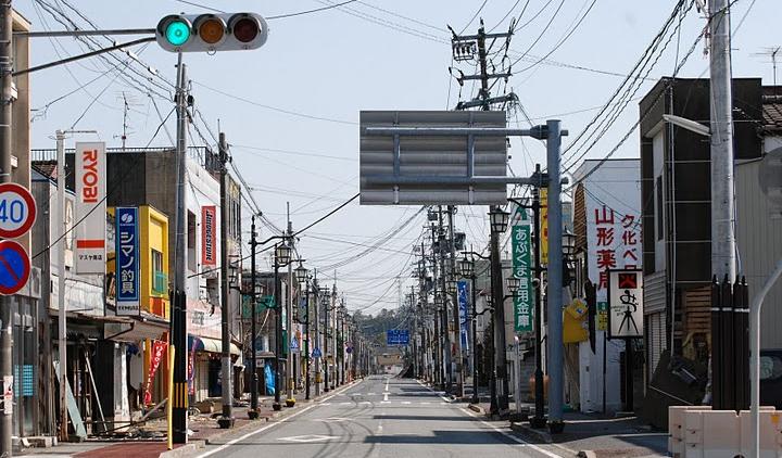 A deserted town after the Fukushima nuclear disaster