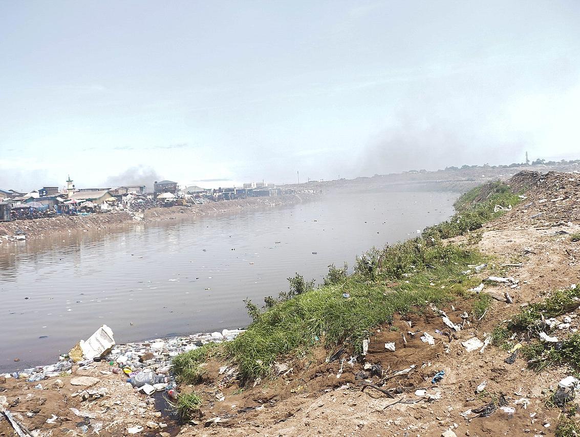 A river in Accra, Ghana, polluted with plastic waste