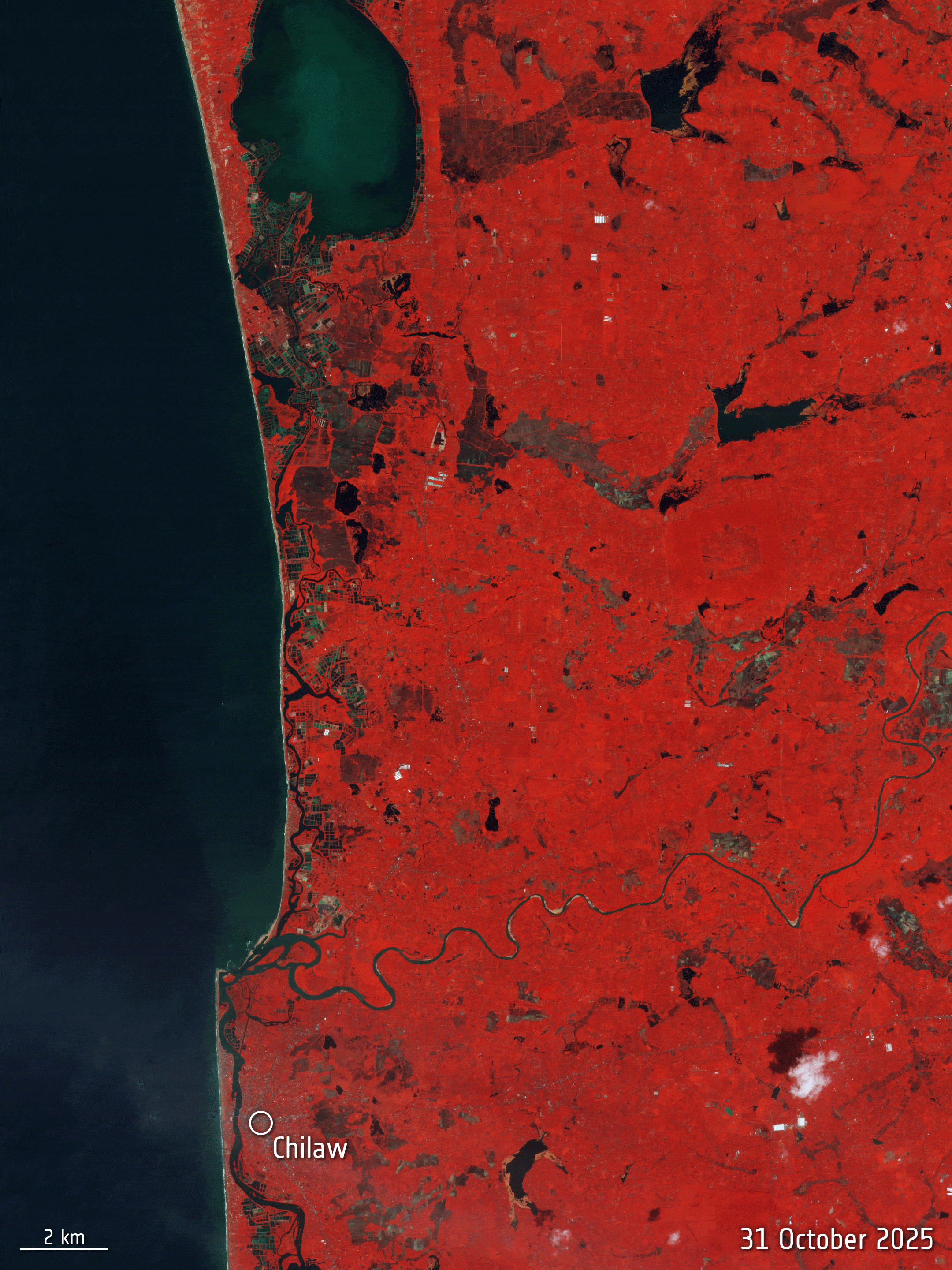Satellite image of flooding in Sri Lanka, 30th November