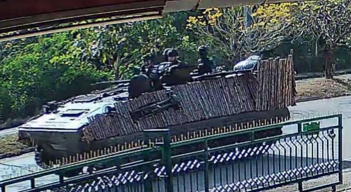 Thai military vehicle on the road after clashes erupted on 8th December 2025