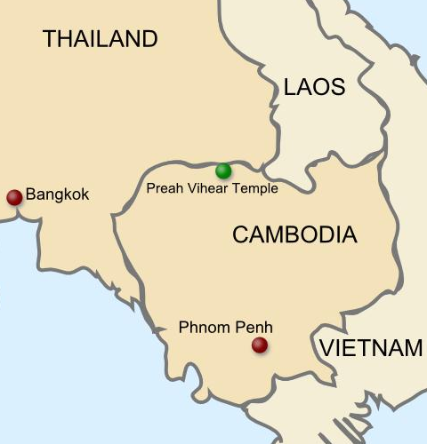 Location of the Temple of Preah Vihear