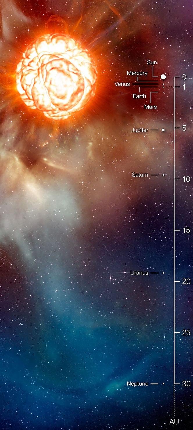 Betelgeuse with a gigantic plume of gas being ejected
