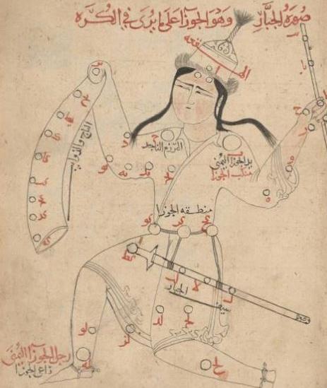 Orion depicted as the celestial giant in Arabic mythology