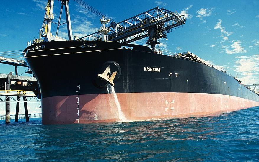 Ballast water being released into the sea from a tanker