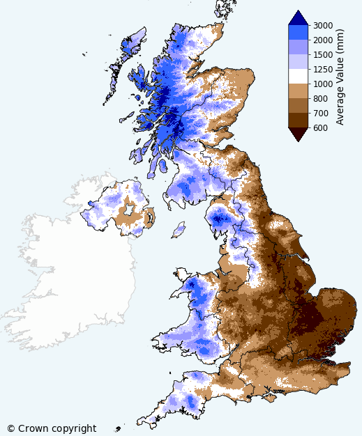 Average annual precipitation, 1991–2020