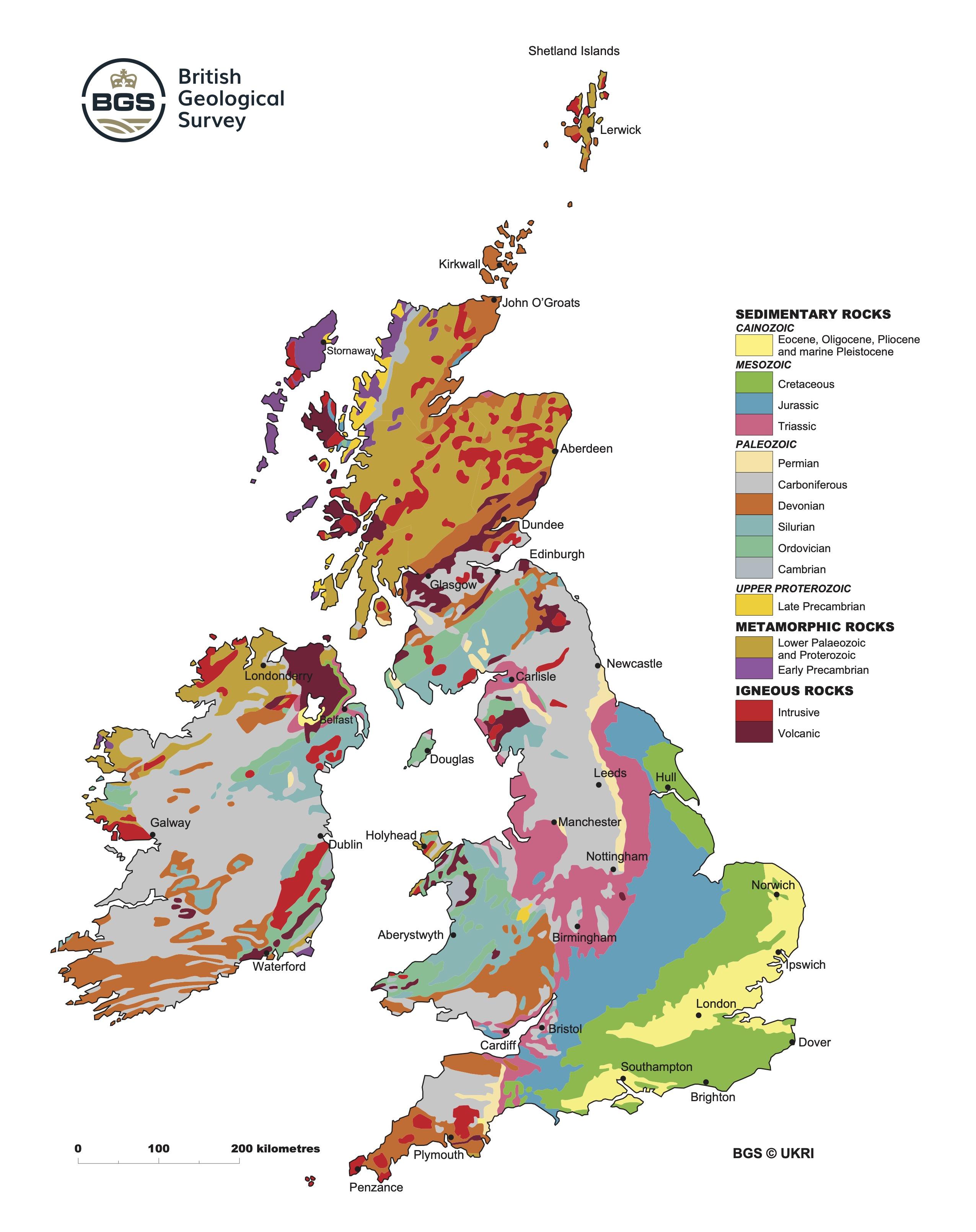 Geological map of Great Britain and Ireland