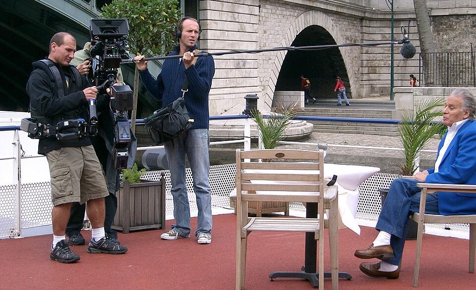 Shooting a film using a boom microphone
