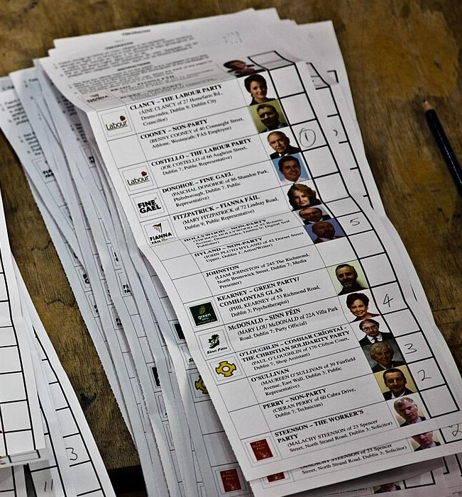 A ballot for the Irish general election (held under PR)